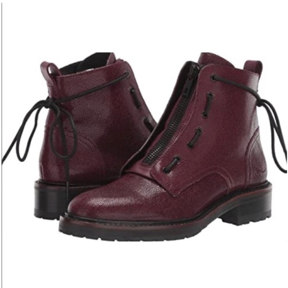 Rag and Bone Cannon Merlot Leather Combat Boots - Picture 1 of 3